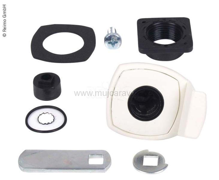 Čtvercový klapkový zámek s rukojetí - bílý