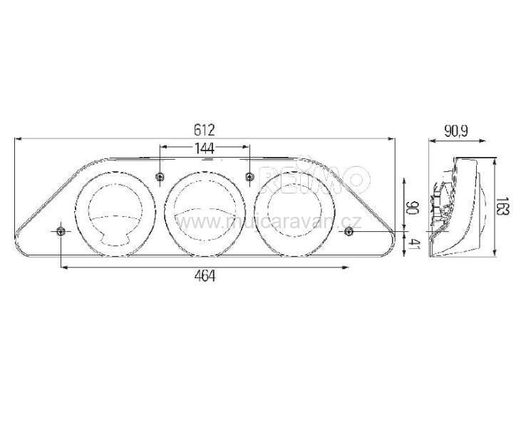 Zadní svislé světlo Caraluna Modular Chromium - levé