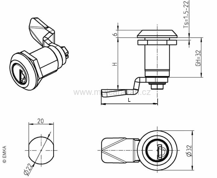 Západka pro zámek víka plynové bedny 13 mm