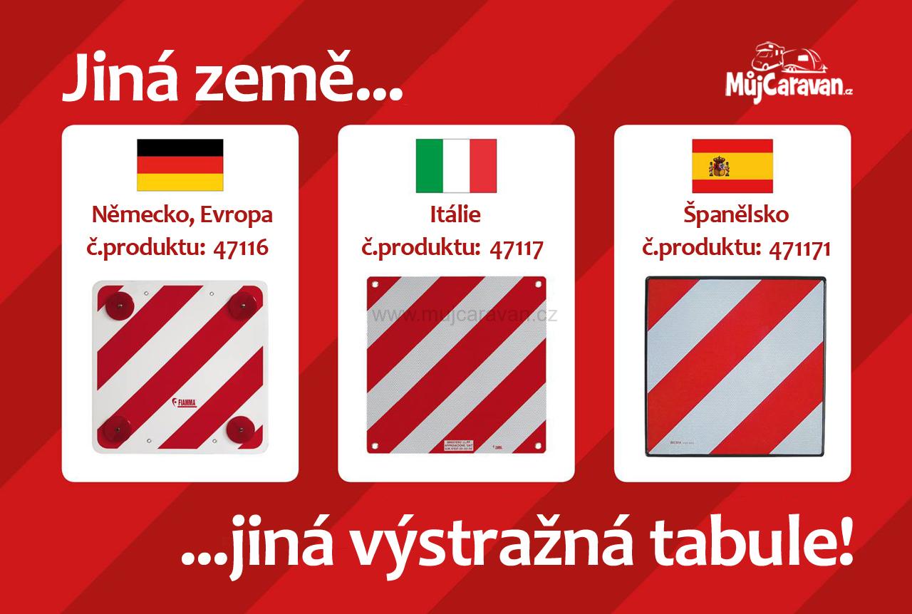Výstražná tabule pro Itálii a Španělsko