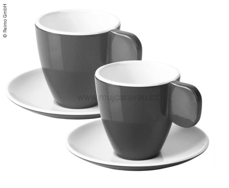 4-dílná sada espresso šálků - antracit / bílá