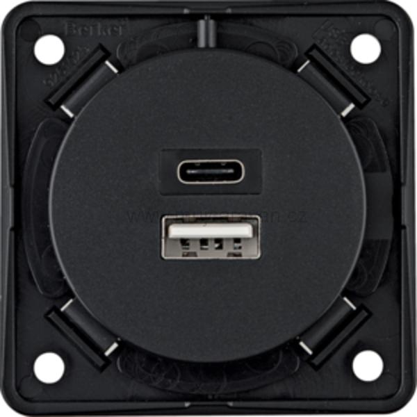 USB-A/C zásuvka 12 V – černá matná