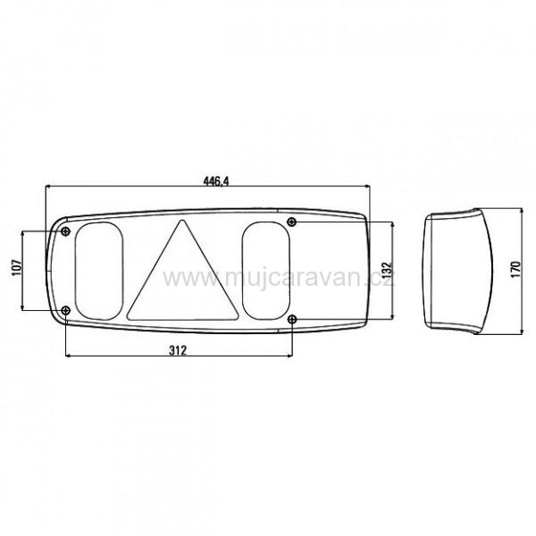Zadní světlo Caraluna pro karavany, levé s mlhovkou