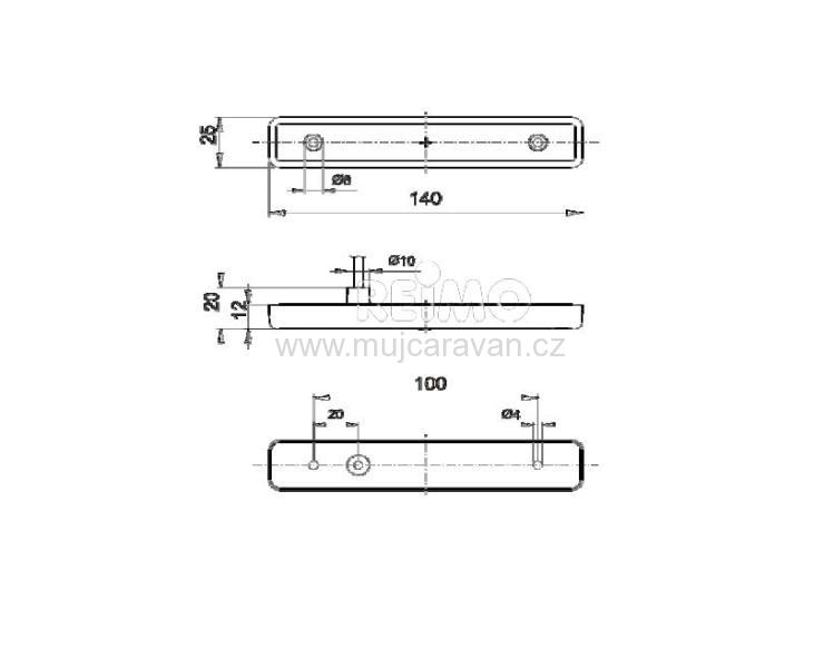 LED oranžové poziční světlo 140 x 25 mm