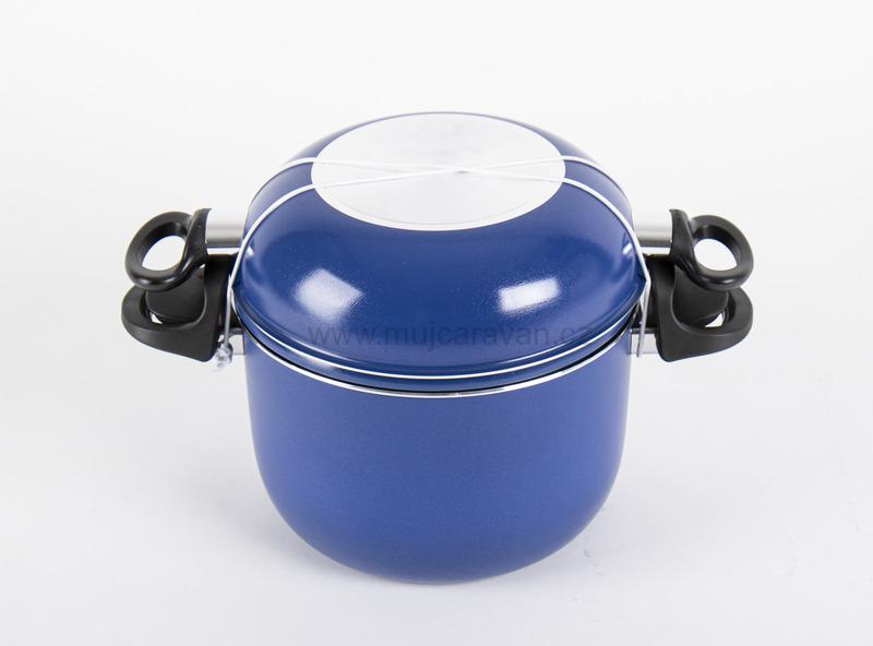 9-ti dílná hliníková sada hrnců - modrá / černá