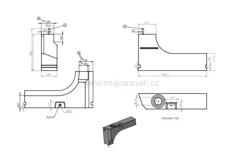 Nádrž na vodu 112 l pro Ducato/Jumper/Boxer od 2018, vzadu vpravo