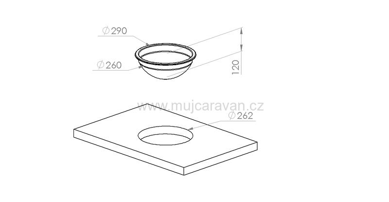Vestavný dřez z nerezové oceli 29 cm