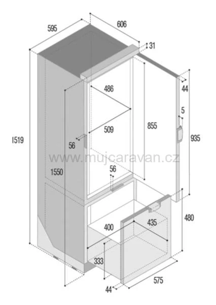Kompresorová chladnička SLIM 250 CHR HP, šedá