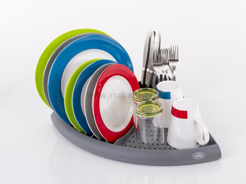 Rohový odkapávač na nádobí šedý