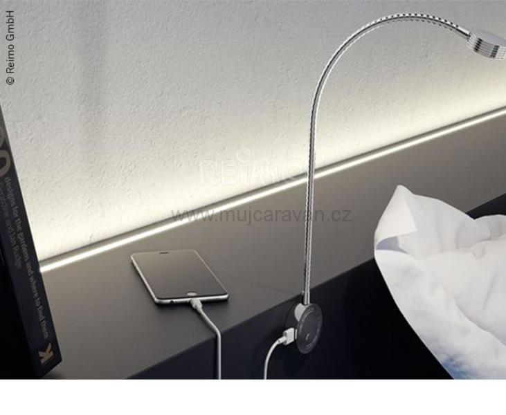 LED lampička flexibilní stříbrná, 1,5 W, 2x USB