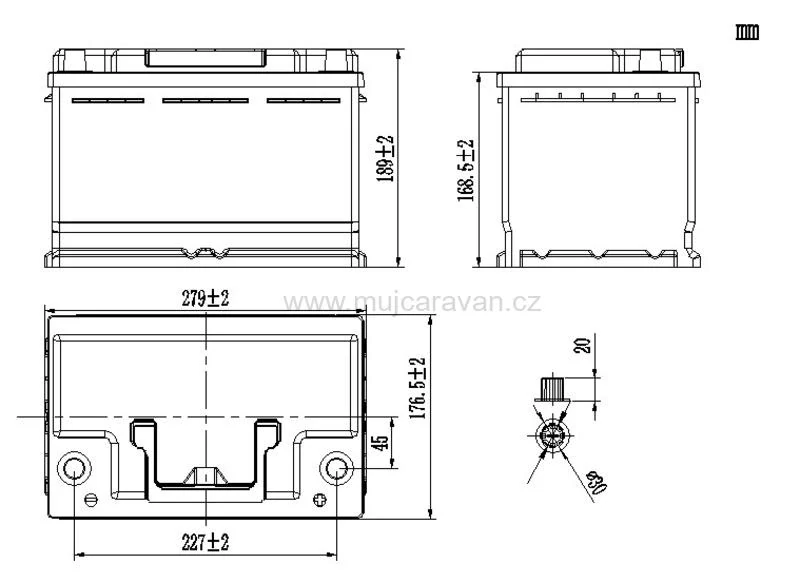 LiFePO4 baterie Carbest Li100BH6 - Baterie pod sedadlo pro VW T6.1/T6/T5