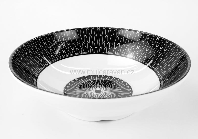 16-ti dílná sada melaminového nádobí Black-White