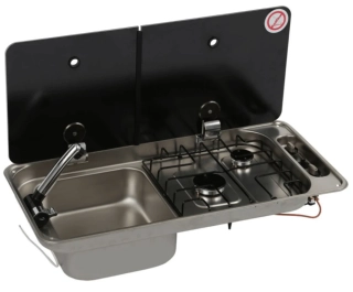 Kombinace dvouhořákového vařiče a dřezu FL1402, dřez vlevo