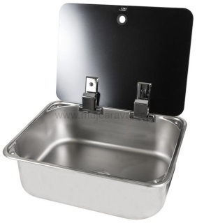 Nerezový dřez se skleněným krytem