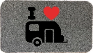 Rohožka Flock I love Caravan 60 x 40 cm, šedá