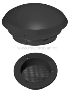 Střešní odvětrání Ø 190 mm s vnitřní mřížkou, černé