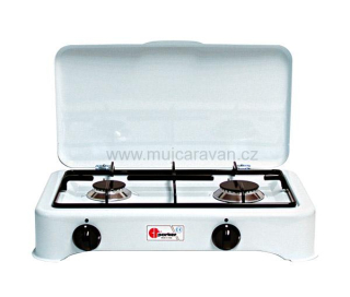 Dvouhořákový smaltovaný vařič Parker, bílý, 30 mbar