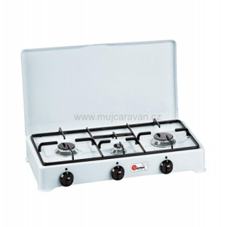 Tříhořákový smaltovaný vařič Parker, bílý, 30 mbar