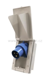 CEE sklápěcí napájecí zásuvka s víkem - bílá