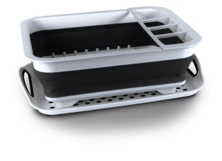 Skládací odkapávač na nádobí - bílá, šedá