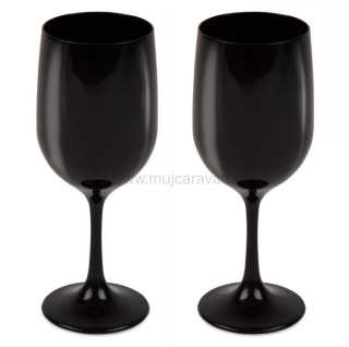Sada 2 designových sklenic na víno 0,37 l - černá