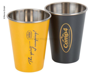 Sada 2 nerezových pohárů - žlutá / antracit