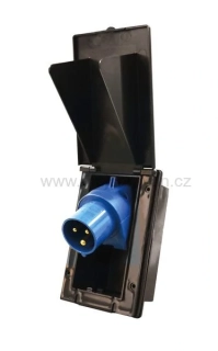 CEE sklápěcí napájecí zásuvka s víkem - černá