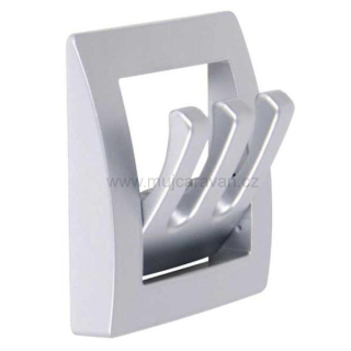 Sklápěcí šatní věšák, tři háčky, stříbrná matná