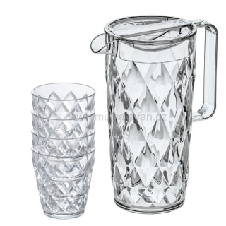 Karafa Koziol CRYSTAL 1,6 l se 4 sklenicemi po 250 ml