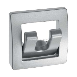 Sklápěcí šatní věšák, dva háčky, stříbrný