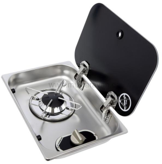 Vestavný plynový vařič s víkem a 1 hořákem vlevo