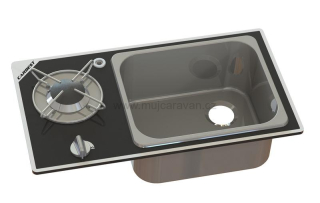 Kombinace obdélníkového dřezu a vařiče, 1 hořák