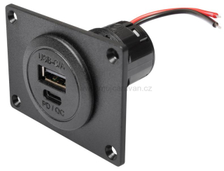 Dvojitá zásuvka Power USB-C/A PD/QC s vestavným rámem