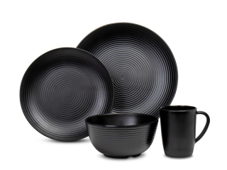 16-ti dílná sada melaminového nádobí Lund - černá