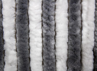 Flaušový závěs Chenille pro obytné vozy - bílá / šedá